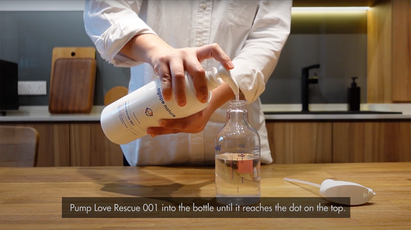 How to dilute love rescue 001 using a spray bottle