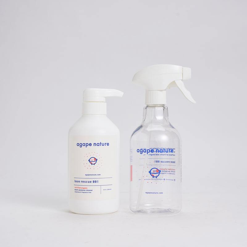 Love Rescue 001 certified organic multi-purpose cleaner (500g) + 1 empty spray bottle